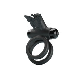 Pretty Love - Doble Anillo Vibrador Con Estimulador Negro | Vybes.it