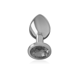 Intense - Plug Anal En Métal Aluminium Avec Verre Noir Taille M |