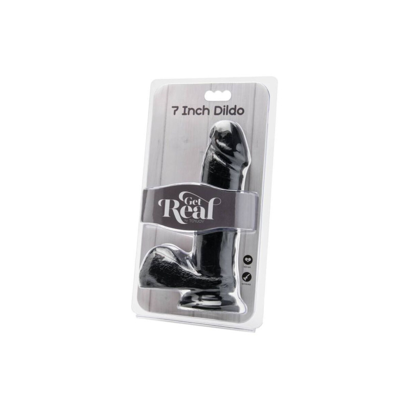 GET REAL - DILDO 18 CM MIT SCHWARZEN EIEREN - Realistische Penisse