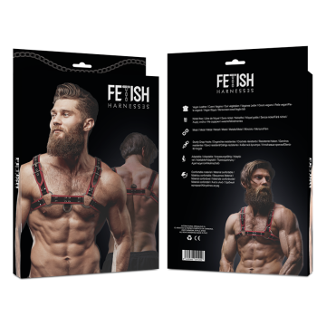 FETISH SUBMISSIVE ATTITUDE - ARNÉS ECOPIEL PECHO HOMBRE NEGRO/ROJO