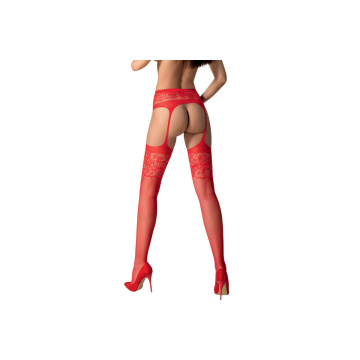PASSION - S029 BAS ROUGES AVEC JARRETIÈRE TAILLE UNIQUE - PASSION WOM…