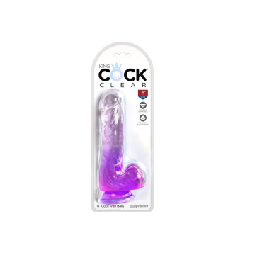 King Cock - Clear Realistic Penis With Balls 13.5 Cm Purple |