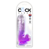 KING COCK - CLEAR PENE REALÍSTICO CON TESTÍCULOS 13.5 CM MORADO