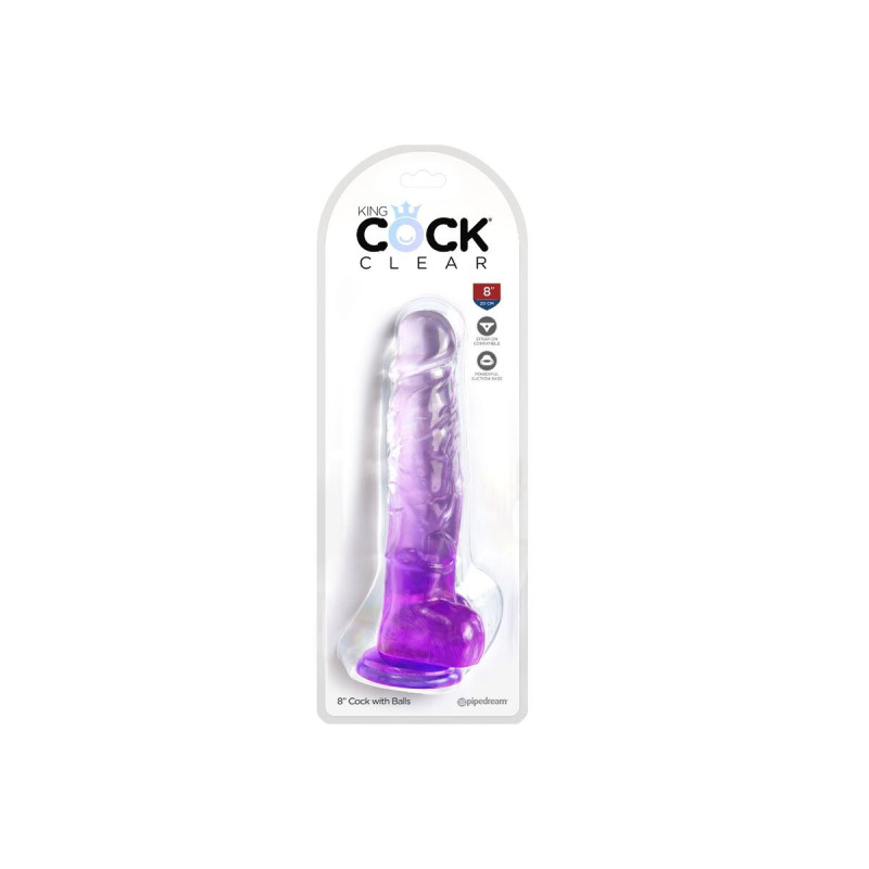 King Cock - Clear Realistic Penis With Balls 16.5 Cm Purple |