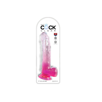 King Cock - Clear Dildo With Testicles 20.3 Cm Pink | Vybes.it