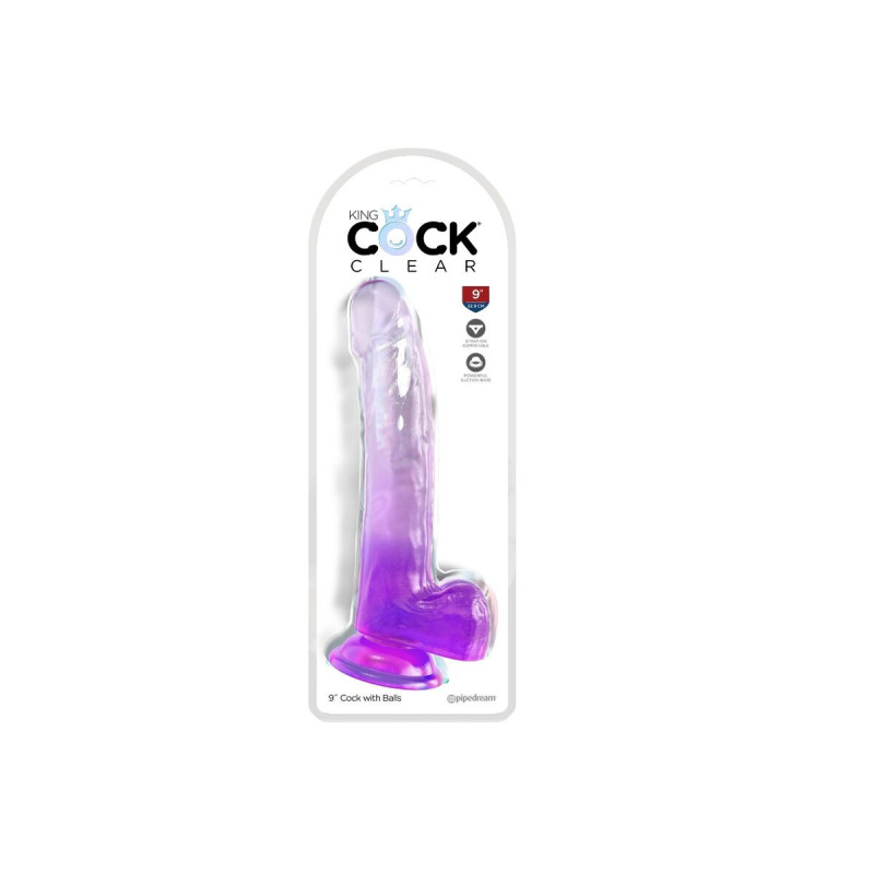 King Cock - Clear Dildo Con Testículos 20.3 Cm Morado | Vybes.it