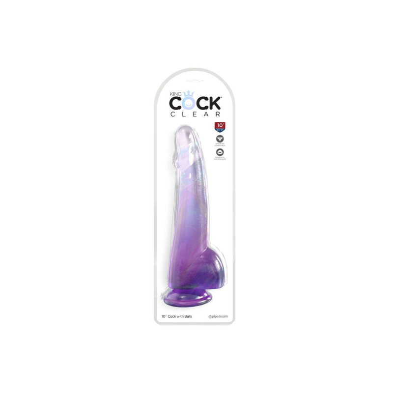 King Cock - Clear Dildo Con Testículos 19 Cm Morado | Vybes.it