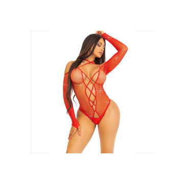 Leg Avenue - Body Crotchless Con Brillo Rojo | Vybes.it