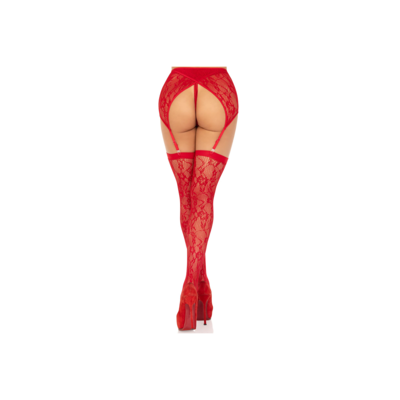 Leg Avenue - Medias Encaje & Liguero Rojo | Vybes.it