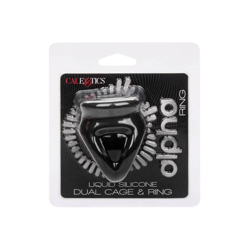 CALEXOTICS - ALPHA ANELLO DUAL CAGE NERO - Cockring senza vibrazione