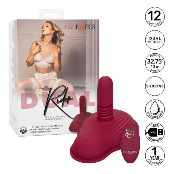 CALEXOTICS - RIDER MASSAGER DOUBLE MOTEUR TÉLÉCOMMANDE ROUGE
