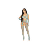 Leg Avenue - Crop Top Strümpfe Und Handschuhe Blau | Vybes.it