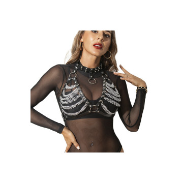Subblime - Arnés Sujetador Y Collar Con Cadenas Talla Única |