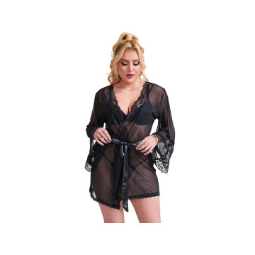 Subblime - Bata Tela Transparente Detalle Encaje Negro L/Xl |