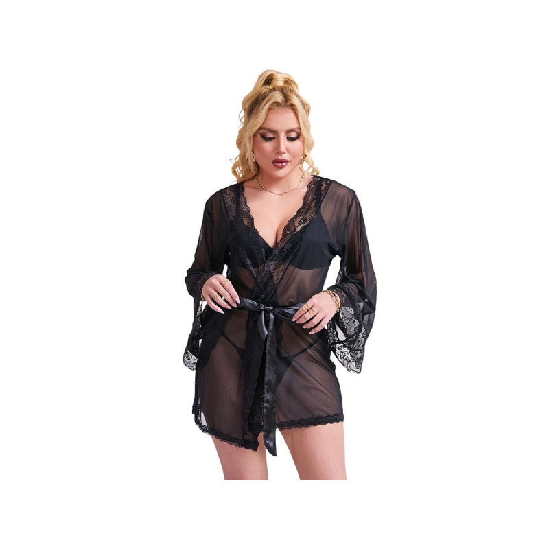 Subblime - Bata Tela Transparente Detalle Encaje Negro L/Xl |