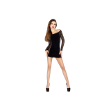 PASSION - WOMAN BS025 BODYSTOCKING SCHWARZ KLEIDERSTIL EINE GRÖSSE -…