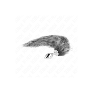 KINK - PLUG ANALE TAGLIA S 7 X 3 CM CON CODA SINTETICA 40 CM GRIGIO -…