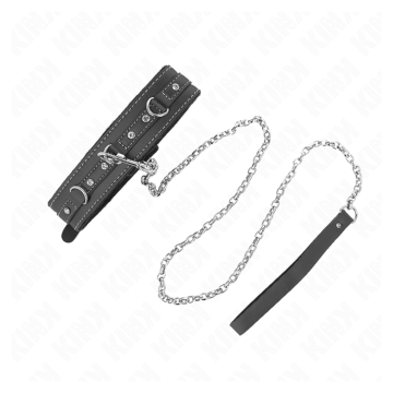 KINK - PVC LEDER HALSKETTE MIT GÜRTEL 105 CM STRASS NIETE 41,5 X 4 CM