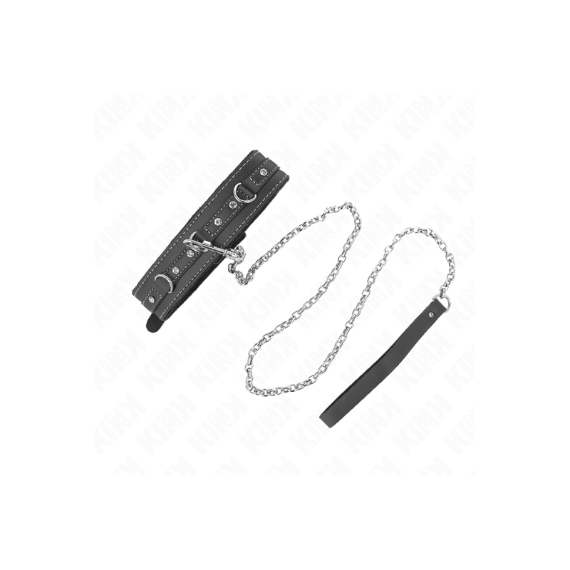 Kink - Pvc Leather Necklace With Belt 105 Cm Rhinestone Rivet 41.5