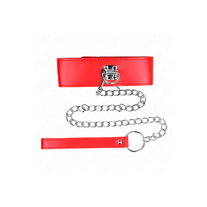 KINK - COLLIER AVEC CEINTURE 65 CM AVEC LARGE BRACELET ROUGE AJUSTABL…