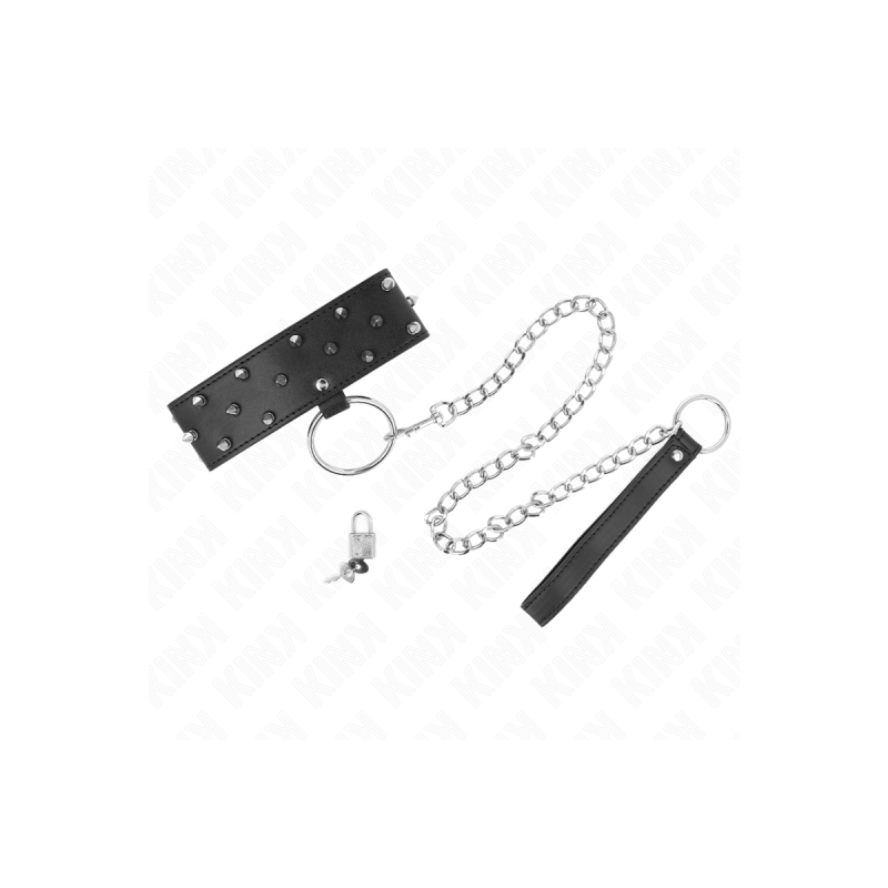Kink - Collier Avec Laisse 65 Cm Avec Clous Argentés Modèle 5