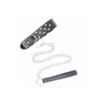 KINK - RING RIVET STRAP NECKLACE WITH BELT 65 CM BLACK ADJUSTABLE 36-…