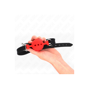 KINK - FULL SILICONE GAG 55 x 2 CM WITH 4.5 CM BALL SIZE M RED ADJUST…