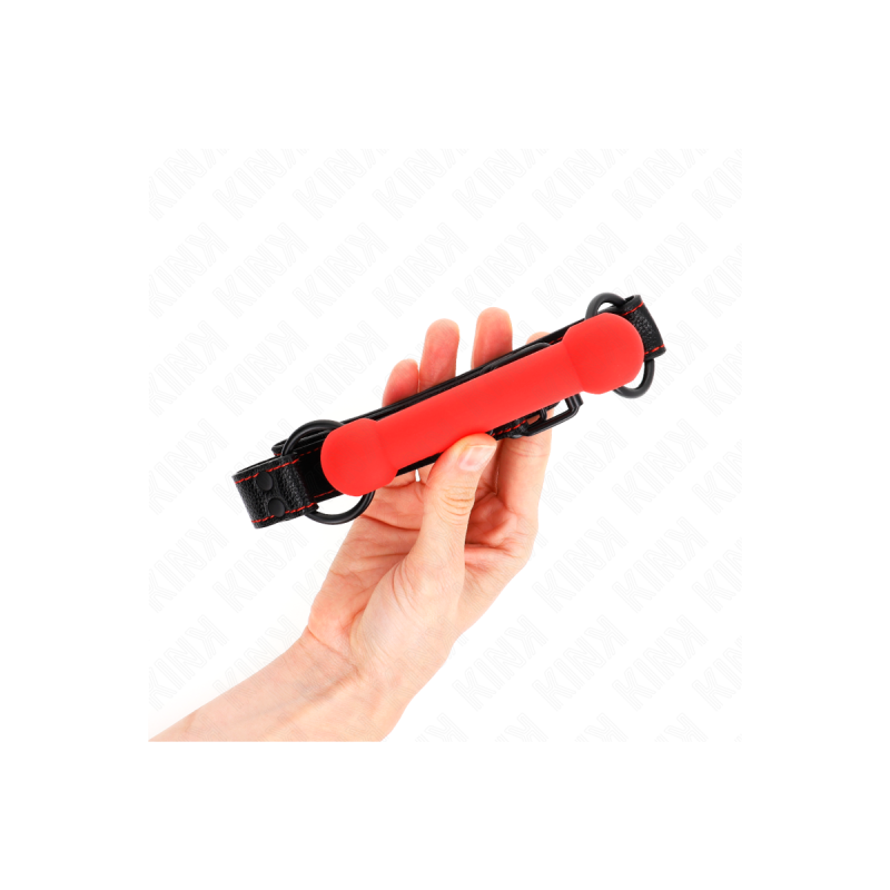 KINK - BONE GAG WITH LEATHERETTE STRAP RED ADJUSTABLE 41-57 CM - KINK…