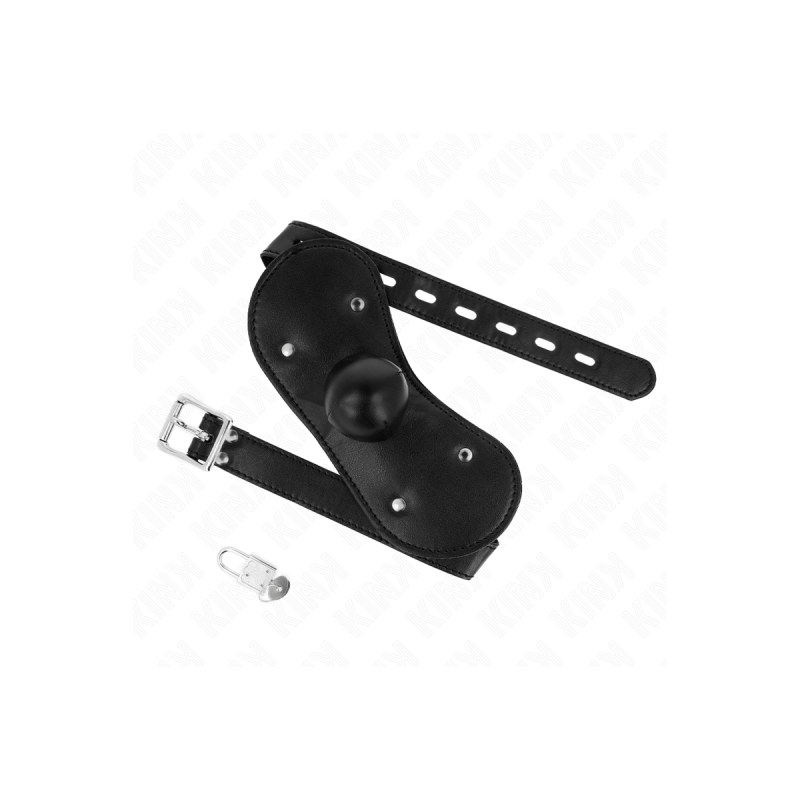 KINK - MASQUE BOUCLES BALL GAG AVEC SERRURE RÉGLABLE 42-60 CM - KINK…