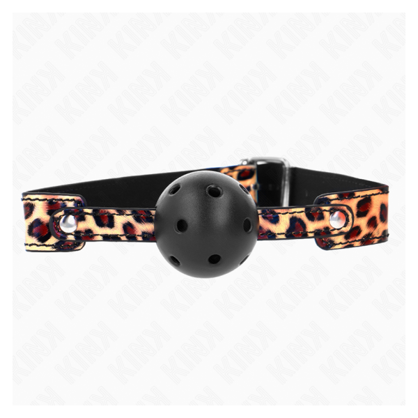 KINK - MORDAZA DE BOLA 4.5 CM TRANSPIRABLE LEOPARDO 65 x 2.5 CM