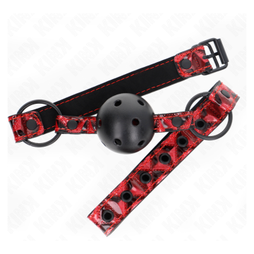 KINK - MORDAZA DE BOLA 4.5 CM CON PATRÓN DE DIAMANTE MODELO 2 64.5 CM AJUSTABLE 42- 60 CM
