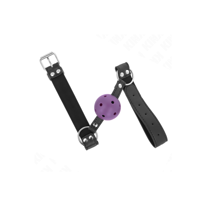 KINK - BREATHABLE BALL 4 CM GAG WITH DOUBLE RIVET PURPLE 62.5 x 2.5 C…