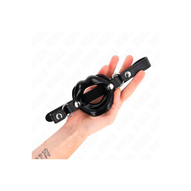 KINK - LIP 8 CM GAG WITH BLACK LEATHERETTE STRAP 63 x 2 CM ADJUSTABLE…