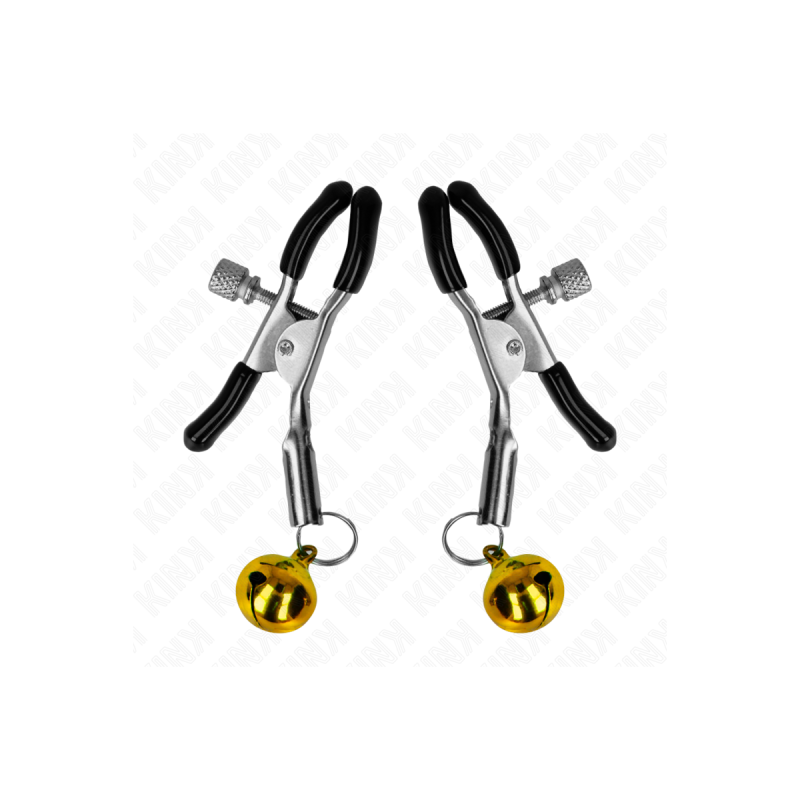 KINK - GOLD SINGLE BELL NIPPLE CLAMP 6 CM - KINK NIPPLE GRIP - Sadoma…