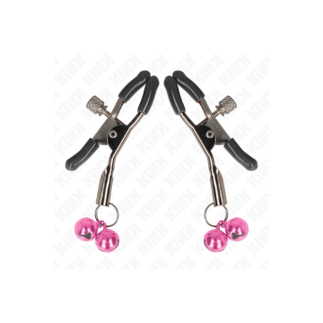 KINK - DOUBLE BELL NIPPLE CLAMP PINK 6 CM - KINK NIPPLE GRIP - Sadoma…