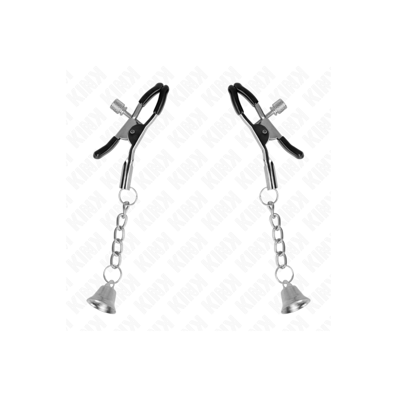 KINK - SILVER BELL PENDANT NIPPLE CLAMPS 6 CM - KINK NIPPLE GRIP - Sa…