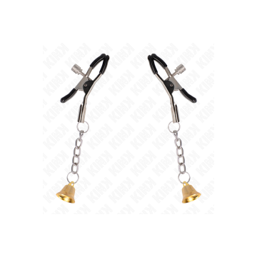 KINK - GOLD BELL PENDANT NIPPLE CLAMPS 6 CM - KINK NIPPLE GRIP - Sado…