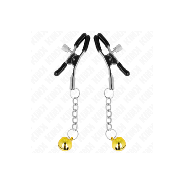 KINK - GOLD JINGLE BELL PENDANT NIPPLE CLAMPS 6 CM - KINK NIPPLE GRIP…