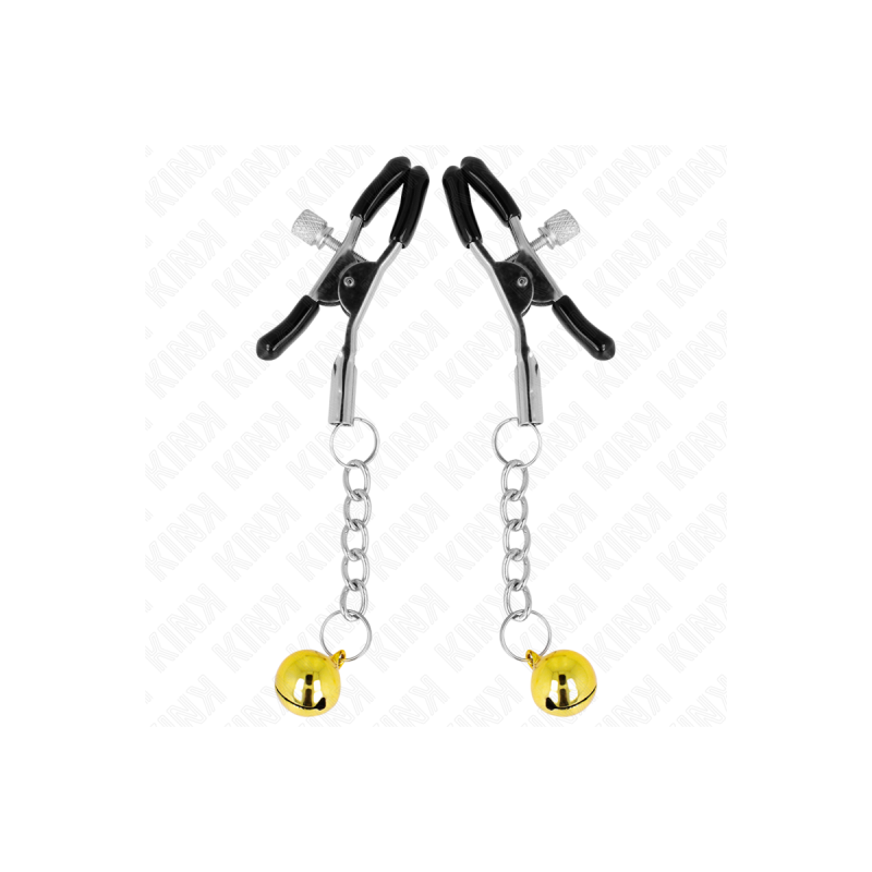KINK - MORSETTI PER CAPEZZOLI CON PENDENTE JINGLE BELL ORO 6 CM - KIN…