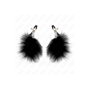 KINK - FEATHER NIPPLE CLAMP BLACK 7 CM - KINK NIPPLE GRIP - Sadomasoc…