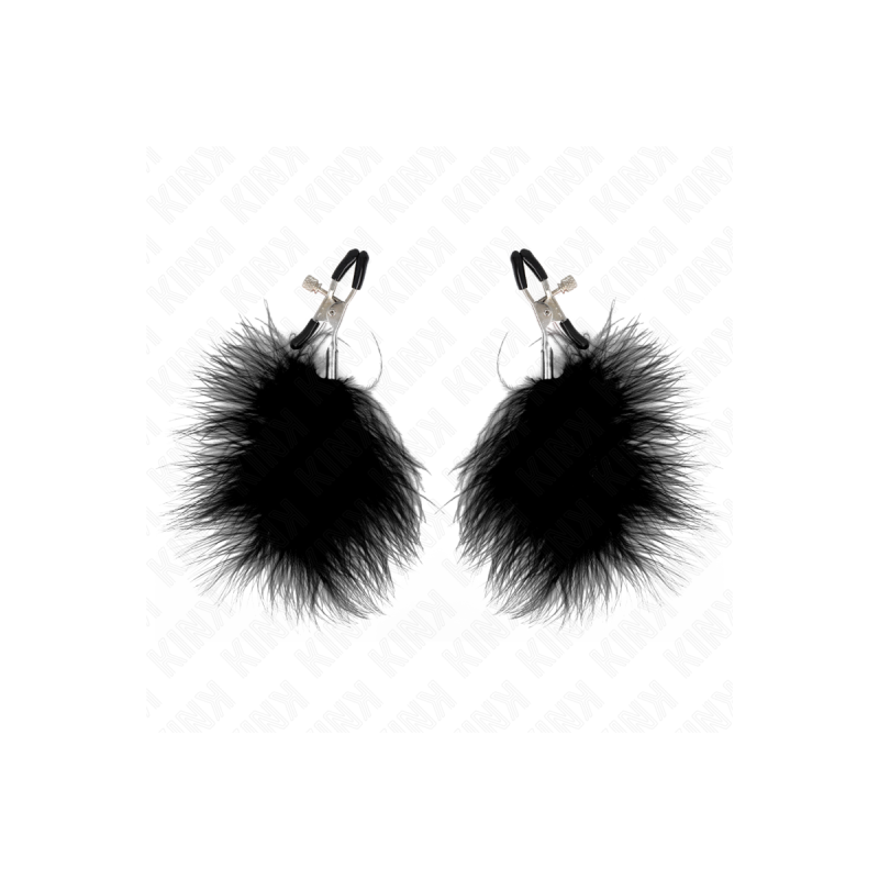 KINK - FEATHER NIPPLE CLAMP BLACK 7 CM - KINK NIPPLE GRIP - Sadomasoc…