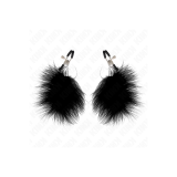 KINK - FEATHER NIPPLE CLAMP BLACK 7 CM - KINK NIPPLE GRIP - Sadomasoc…