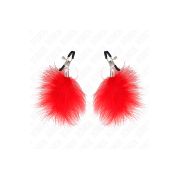 KINK - FEATHER NIPPLE CLAMP RED 7 CM - KINK NIPPLE GRIP - Sadomasochi…