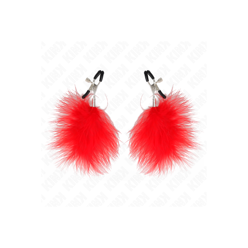 KINK - FEATHER NIPPLE CLAMP RED 7 CM - KINK NIPPLE GRIP - Sadomasochi…