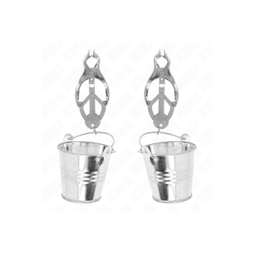 KINK - JAPANESE CLOVER NIPPLE CLAMPS WITH BUCKETS SILVER - KINK NIPPL…