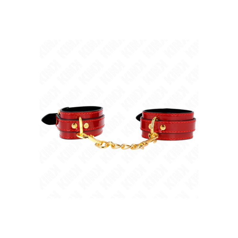 KINK - JOANNA ANGEL WRIST CUFFS RED ADJUSTABLE WITH GOLD CHAIN 16.5-2…