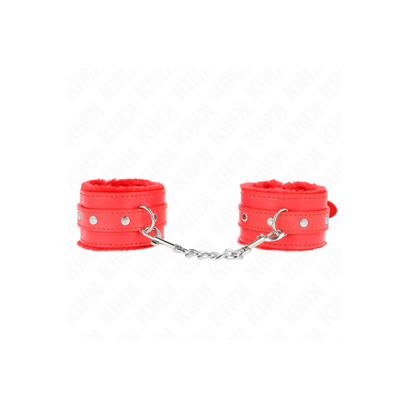 KINK - APPUI-POIGNETS DOUBLÉS DE FOURRURE PREMIUM ROUGE AVEC CEINTURE…