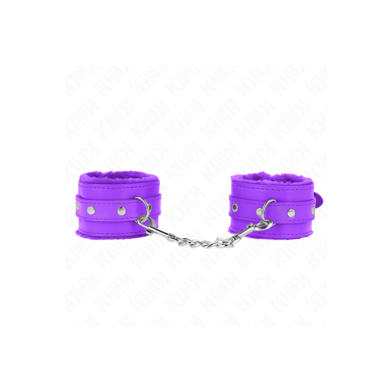 KINK - APPUI-POIGNETS DOUBLÉS DE FOURRURE PREMIUM VIOLET AVEC CEINTUR…
