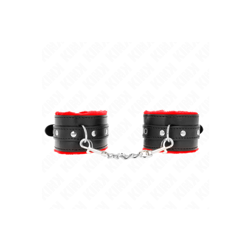 KINK - APPUI-POIGNETS DOUBLÉS DE FOURRURE PREMIUM ROUGE AVEC CEINTURE…