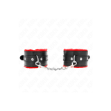KINK - PREMIUM FUR LINED WRIST RESTRAINTS RED WITH BLACK BELT ADJUSTA…